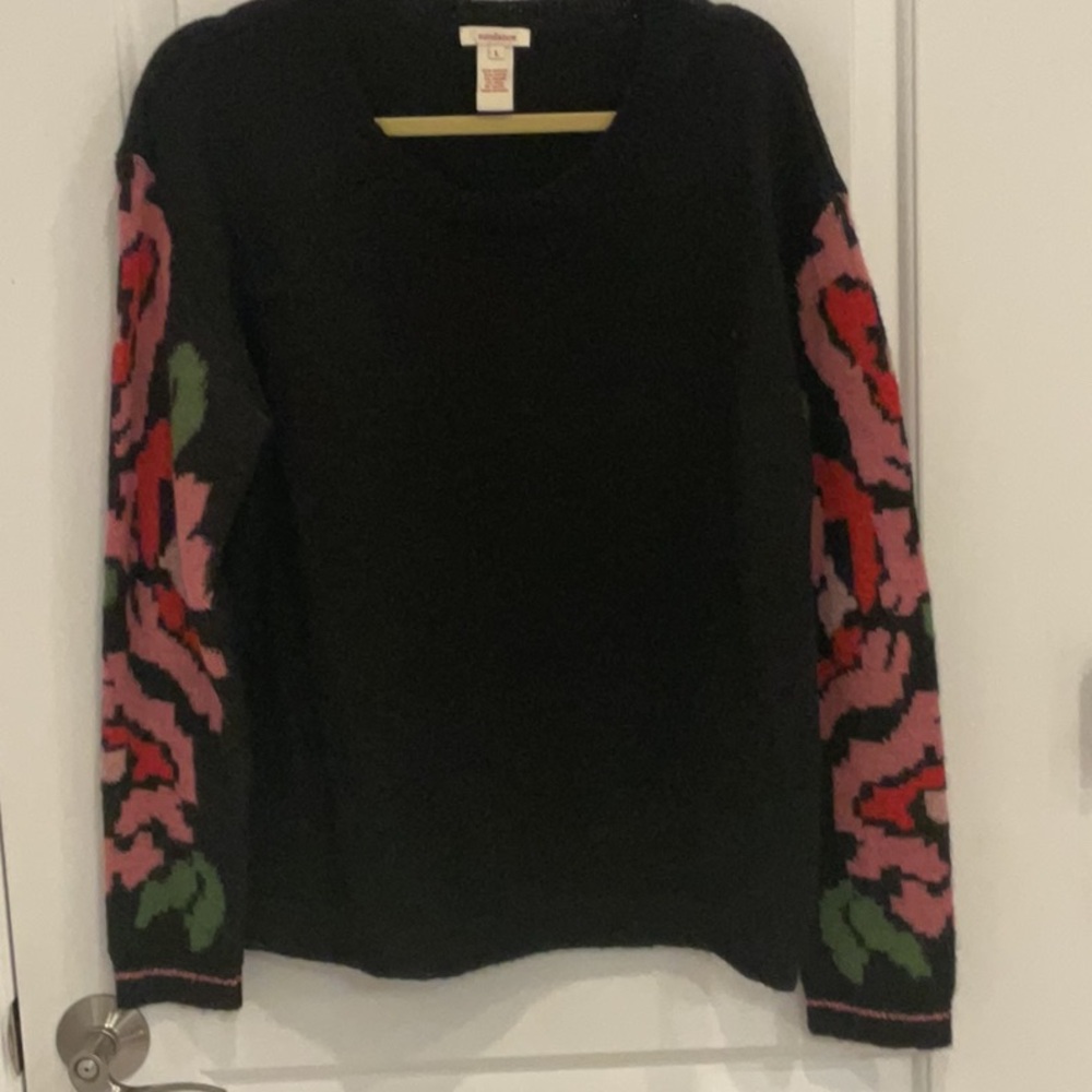 Sundance Black and Pink Crew Neck Sweater